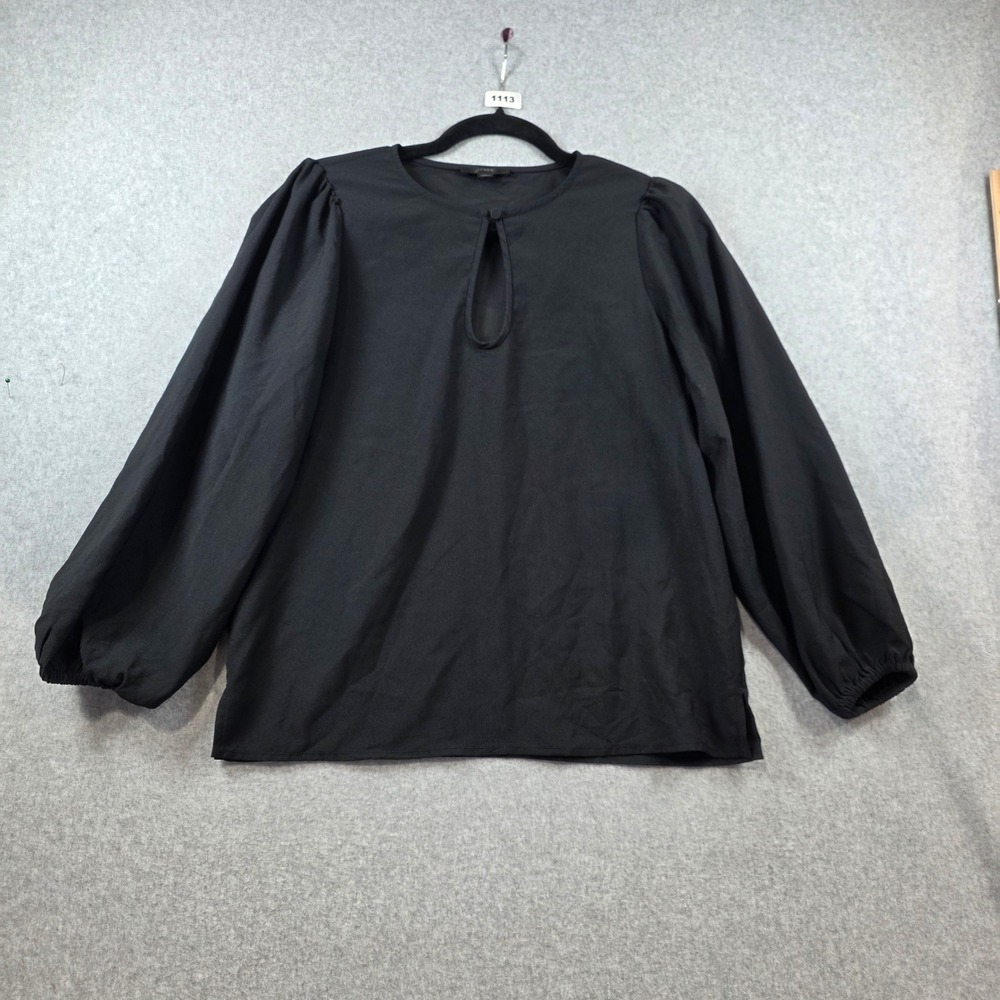 J.Crew‎ Womens XS Black Keyhole Puff Sleeve Blouse Elastic Cuff Top